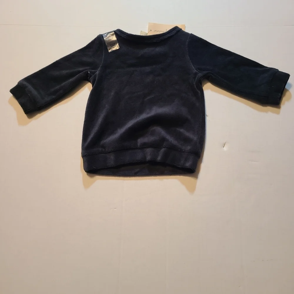 First Impressions Black Velour Top with Bow Design 3-6 Months NWT
